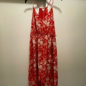 NWOT Lucky Brand red with flowers hi low dress